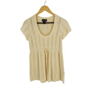 Vintage Polo Jeans Co. Ralph Lauren Cream Cable Knit Babydoll Mini Dress Size L